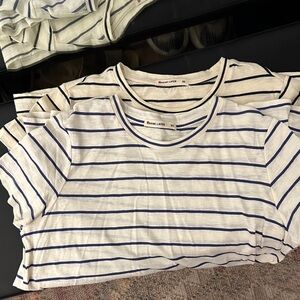 Marine Layer Cream and Blue Striped Tees